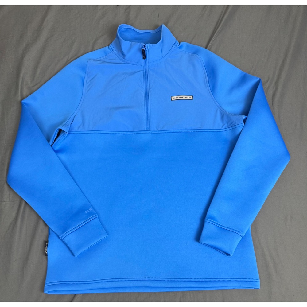 Under Armour Mens Medium Golf Drive Pro Hybrid Half Zip Blue Pullover Storm